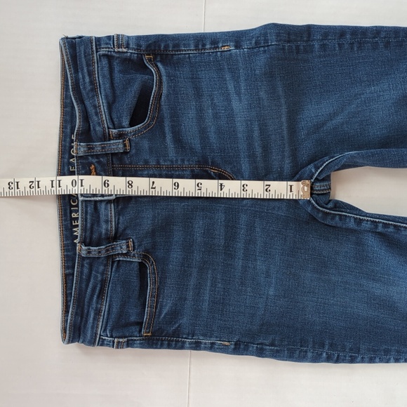 AEO Next Level Stretch Super Hi-Rise Jegging Mom Jeans 4 X-Long Blue Pockets - Picture 13 of 16